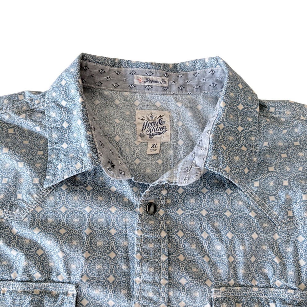Moonshine Spirit Brad Paisley Mens XL Western Snap Shirt short sleeve Blue